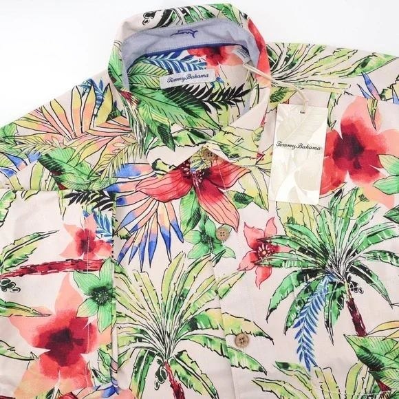 Tommy Bahama IslandZone Mens Tropical Floral Palm Print Silk Blend Shirt XL NEW - Picture 6 of 9
